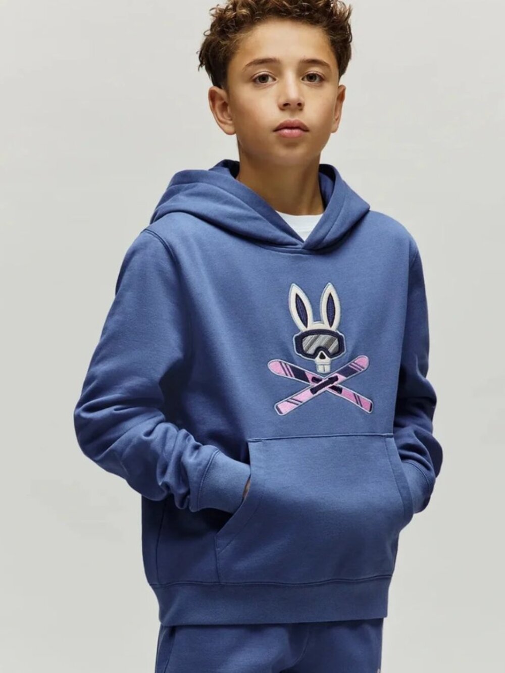Psycho Bunny Kids Indigo Ski Bunny Hoodie Boys Size Medium 10-12